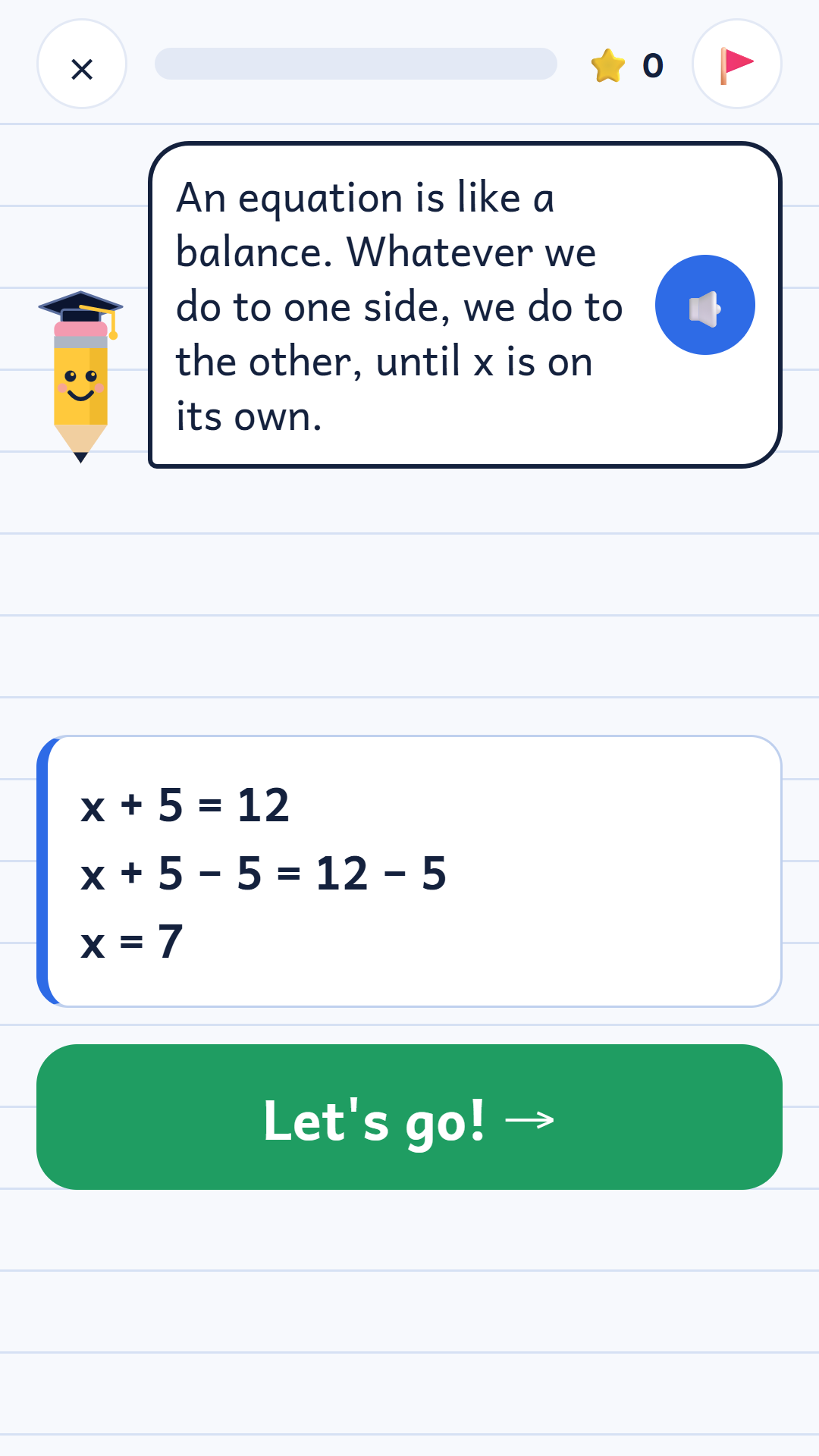 A TutorPip lesson showing a worked algebra example